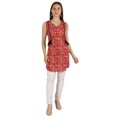 thumbnail image 4 of Moomaya Tunique Sans Manches en Coton Imprimé à Col en V Haut Long d'Été Blouse Décontractée pour Femmes, 4 of 6