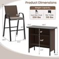 thumbnail image 3 of Gymax Set Of 3 Outdoor Bar Set Bar Height Table & Armchairs w/ Footrest 2-Tier Shelf Brown, 3 of 6