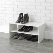 Mainstays 24" 2-Tier Stackable Shoe Rack, White