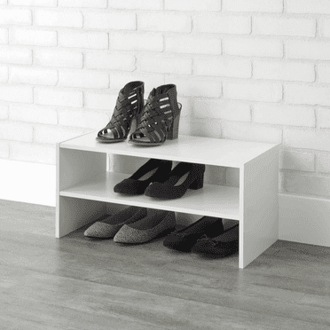 Mainstays 24" 2-Tier Stackable Shoe Rack, White