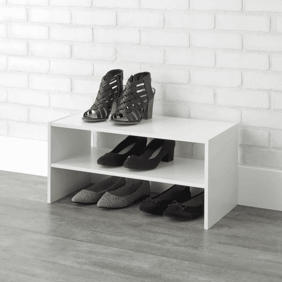 Mainstays 24" 2-Tier Stackable Shoe Rack, White