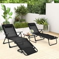 thumbnail image 4 of Costway 3pcs Patio Folding Chaise Lounge Chair PVC Tabletop Set Outdoor Portable Beach, 4 of 10