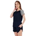 thumbnail image 4 of Inkmeso Solid 2 Pc Nightwear Set For Women Raglan Sleeves Button-Down Top & Shorts Sleepwear-79, 4 of 7