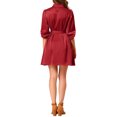 thumbnail image 3 of INSPIRE CHIC Robe-Chemise à Col Pointu pour Junior, Manches Mi-Longues, Taille Ceinturée, Boutonnée, 3 of 5
