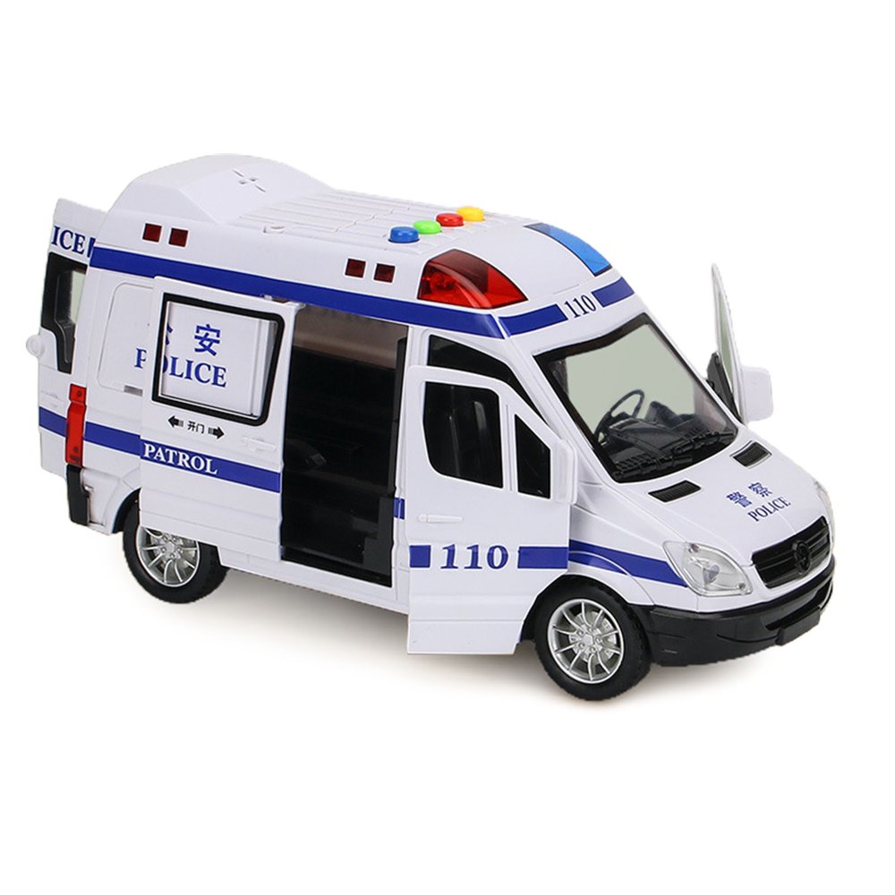 Modèle de Voiture de Police avec Lumière et Porte Ouvrable Véhicule de Simulation Musicale