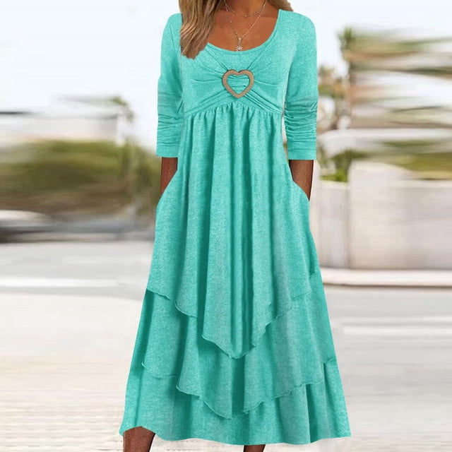 DPTALR Robe Longue de Soirée pour Femmes Aguichant à Manches Trois Quarts, Dos Nu, en Dentelle Patchwork