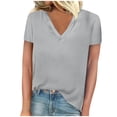 thumbnail image 1 of FAIWAD Womens Summer Tops Short Sleeve V Neck Pullover Shirts Loose Casual Solid Color Basic Tops, 1 of 3