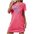thumbnail image 1 of Mrat Pyjama d'Été pour Femmes, Chemise de Nuit Courte Surdimensionnée pour Femmes, Mode, Imprimé sur la Poitrine, Robe de Nuit à Manches Courtes, P-91 Rose Vif TTG, 1 of 7