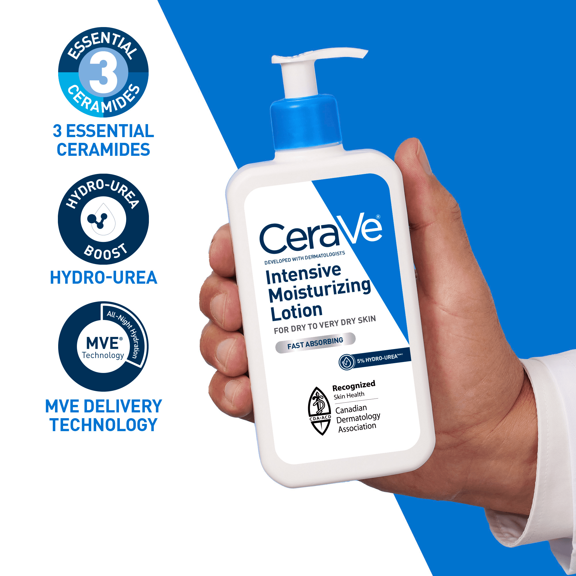 CeraVe Lotion Hydratante Intensive, Lotion à 5 % d'Hydro-urée avec des Céramides pour Peau Sèche et Qui Démange, 473mL