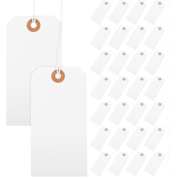 Miangastore White Tags With String Paperboard 100Pcs 4.76X2.36X0.04In