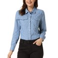 thumbnail image 1 of INSPIRE CHIC Women's Point Collar Long Sleeve Button Down Chest Pockets Denim Shirt S Light Blue Floral, 1 of 5