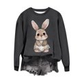thumbnail image 3 of Penkiiy Chemises de Pâques pour Femmes 2024 Manches Longues Mignon Lapin Col Rond Chandail en Molleton Graphique Lapin Décontracté Été Blouse Tunique Hauts m Gris, 3 of 6