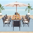 thumbnail image 4 of Costway 9 PCS Patio Rattan Dining Set with Acacia Wood Table, Cushions, 1.9" Umbrella Hole, 4 of 9