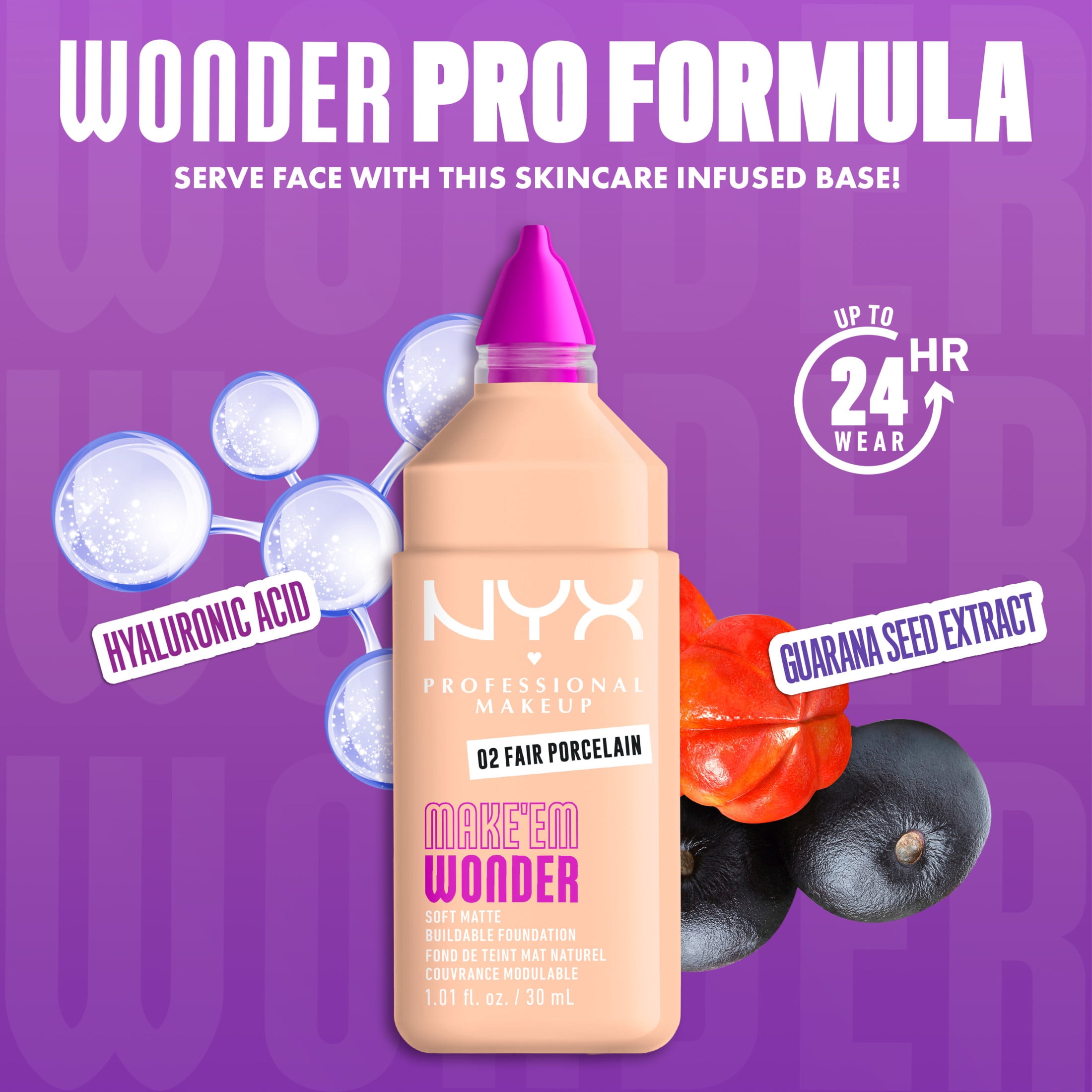 NYX Professional Makeup Make Em Wonder Fond de Teint Mat Naturel, Teinte: Light