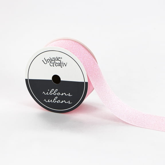 UNIQUE CREATIV Glitter Cut Ribbon, Pink, 25 mm × 4.5 m (1 in × 5 yd)