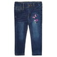 thumbnail image 1 of KIDSCOOL SPACE Little Girls Jeans,Elastic Band Inside Embroidered Butterfly Stretchy Soft Denim Slim Pants, 1 of 6