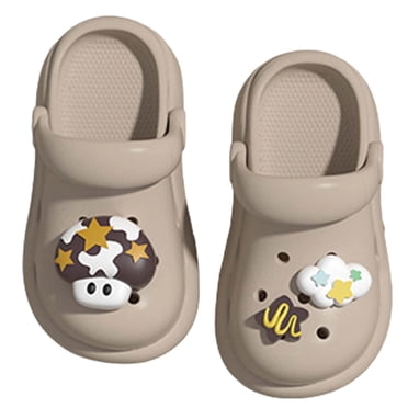 MIASHUI Kids Clogs Girls Boys Cute Cartoon Slides Sandals Lightweight Garden Water Shoes,Khaki,4-4.5 Years