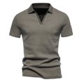thumbnail image 1 of Birdeem Mode Hommes Décontracté Slim Col Rabattu Couleur Unie Manches Courtes T-Shirt Hauts Blouse, 1 of 8