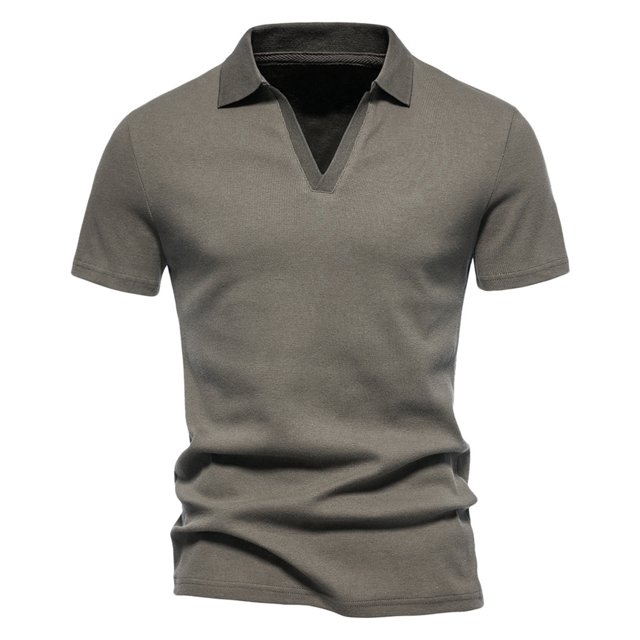 Birdeem Mode Hommes Décontracté Slim Col Rabattu Couleur Unie Manches Courtes T-Shirt Hauts Blouse