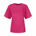 thumbnail image 4 of Yuyuzo Chemises d'Été pour Femmes Col Rond Manches Courtes Tee Tops Blouses Amples Unies, 4 of 5