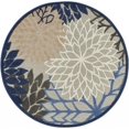 thumbnail image 1 of homeroots Décoration Intérieure 384819 Tapis Rond Bleu Grand à Motif Floral de 4 Pieds pour Intérieur et Extérieur, 1 of 1