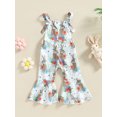 thumbnail image 2 of xiaxaixu Baby Kid Girls Jumpsuit, Sleeveless Rabbits Print Long Flare Pants for Easter Party, 2 of 9