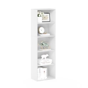 Furinno LUDER Étagère du livre, 5-Cube Bibliothèque avec étagère ouverte, 9.4 x 15.8 x 52, pour Salon, Chambre, Bureau à la Maison, Blanc clair