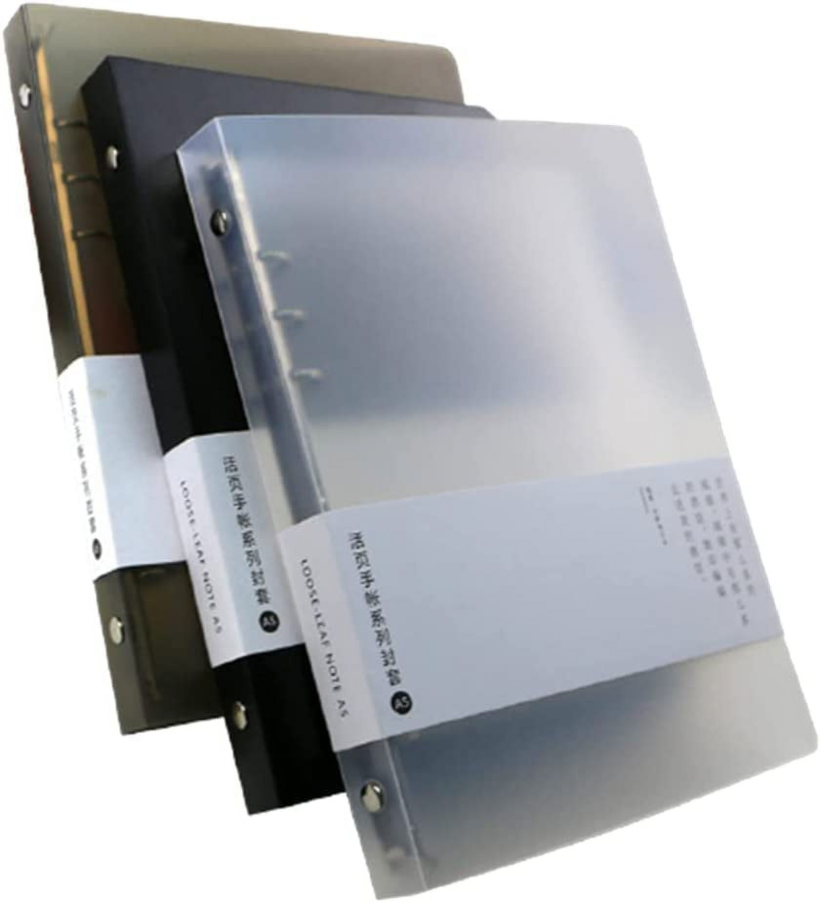 3 Pack A5 A6 Round Ring Binder Cover 6-Ring PVC Binder Covers Refillable Notebook Loose Leaf Binder Protector (Inner Paper Not Included A5)-Black and Coffee and White