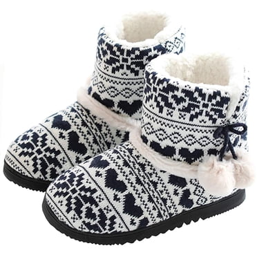 womens Bootie Slippers Mens Fashion Anti Skid Plush Fleece House Shoeswinter Ankle Booties Slippers Indoor Outdoorwarm Comfort Knitted Slippers