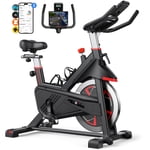 MERACH Vélo d'entraînement Cyclisme intérieur Station de vélo 100 Résistance avec LED Surveiller gratuitement APP Coussin de ceinture silencieux et confortable pour l'entraînement Cardio