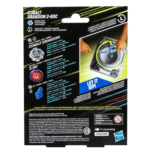 Beyblade X Cobalt Dragoon 2-60C Deluxe Left-Spin String Launcher
