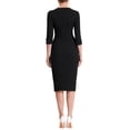 thumbnail image 3 of INSPIRE CHIC Robe Fourreau pour Femme Col Bateau Manches 3/4 Ourlet Fendu Robe Midi de Bureau Noir P, 3 of 6