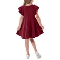 thumbnail image 4 of QIPOPIQ Robe Patineuse de Fête pour Fille à Manches Courtes, Décontractée, Vintage, Col Peter Pan, Coupe Évasée, avec Poches, 4-12 Ans, Liquidation, 4 of 4