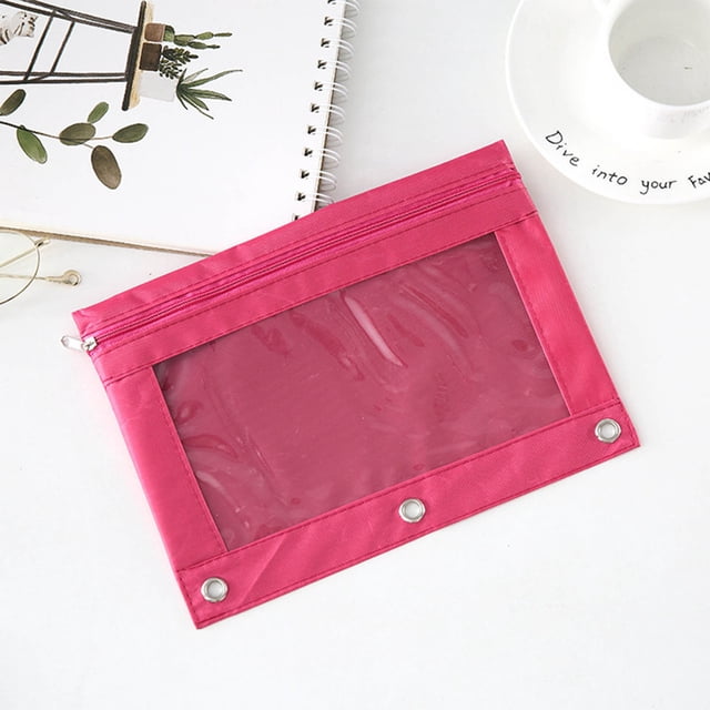 Birdeem Pencil Bags with Zipper, Large Pencil Pouch, Three-Hole Pencil Case Zipper Transparent Document Storage Bag Detachable Folder Large Capacity Pencil Case, Zipper Pencil Case