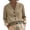 Khaki, variant on Women's Denim Shirt, Casual Loose Fit Long Sleeve Button Down Blouse, Solid Color Cotton-Linen Blend Top for Everyday Leisure Wear