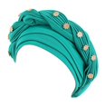 thumbnail image 3 of Harpily Fashion Women Beading Braid Hat Muslim Ruffle Cancer Wrap Cap Sleep Caps Satin Lined Hair Bonnets, 3 of 3