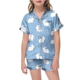 thumbnail image 1 of 2025 Tout-Petits Enfants Bébés Filles Pyjamas en Molleton de Pâques pour Filles Hauts Pyjamas Imprimés Tenues de Noël à Manches Courtes pour Garçons Haut à Boutons Shorts Maison Dormeuses pour Bébé Fille Ensemble de Pyjamas, 1 of 4