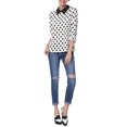 thumbnail image 4 of INSPIRE CHIC Blouse à Col Peter Pan Contrastant pour Femmes, Rentrée Scolaire, Manches 3/4, Chemises, S Blanc, 4 of 8