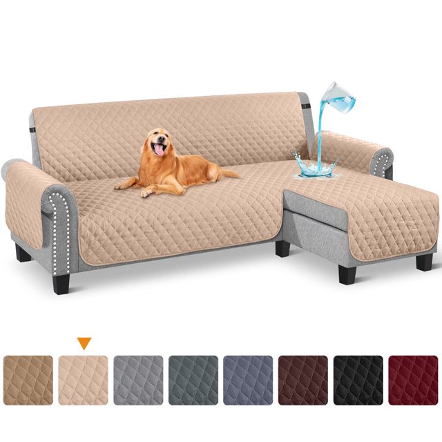 CHUANK Housse Imperméable pour Canapé, Housses pour Sofa en L, Housse pour Chaise Longue, Housse Réversible de Protection de Meuble pour Animaux, Enfants, Chien, Chat, Kaki P