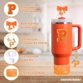 thumbnail image 2 of 6PCS Orange Stanley Cup Accessories Set Fit for Stanley Cup 30oz 40oz,Including Spill Proof Stopper,Sparkly Silicone Boot,Bow Shape Straw Topper,Personalized Sticker,Handle Charm (Letter P), 2 of 5