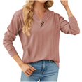 thumbnail image 1 of HKEJIAOI Womens Tunic Shirts Round Neck Solid Midweight Long Sleeve Top, 1 of 5