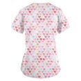 thumbnail image 3 of TIMIFIS Haut de Sarrau Rouge Femme Imprimé Manches Courtes Col en V Hauts Uniforme de Travail Impression Blouse à Poche Hauts avec Poches-Rouge - Printemps, 3 of 3