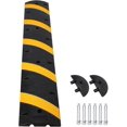 thumbnail image 1 of Speed Bump,84" Rubber Speed Bumps, 1 Pack 2 Channel Modular Speed Hump 25000LBS Capacity, Cable Ramps Hose Protector Ramps for Asphalt Concrete Gravel Driveway with 2 End Caps and 6 Bolt Spikes, 1 of 10