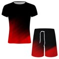 thumbnail image 4 of Pantalons Courts pour Hommes T-Shirt Col Rond Décontracté Imprimé 3D Blouse à Manches Courtes et Ensemble de Pantalons, 4 of 5