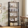 thumbnail image 1 of Twister.CK 6 Tier Bookshelf with Metal Frame, Industrial Tall Bookcase, Freestanding Open Back Display Rack, Storage shelf, for Bedroom, Living Room, Brown, 1 of 7