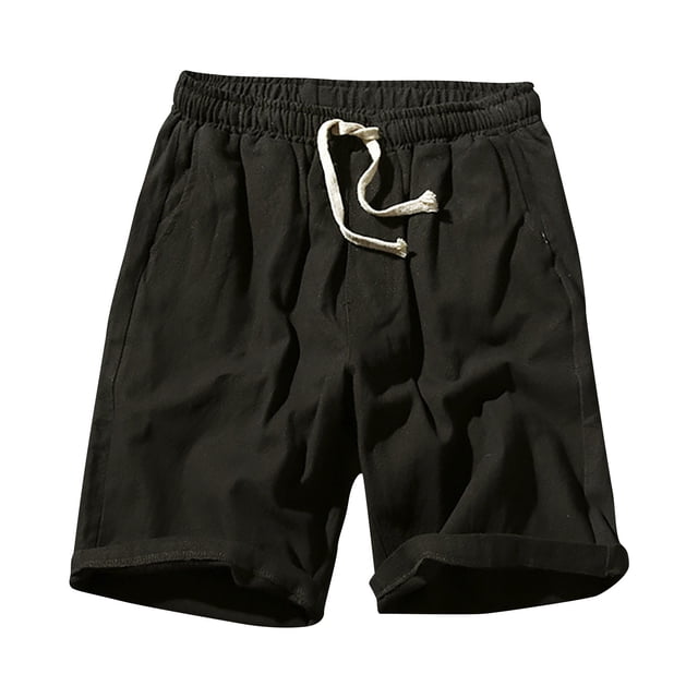 Birdeem Mens Shorts Mens Summer Leisure Sports Elastic Waist Solid Color Drawstring Pocket Shorts