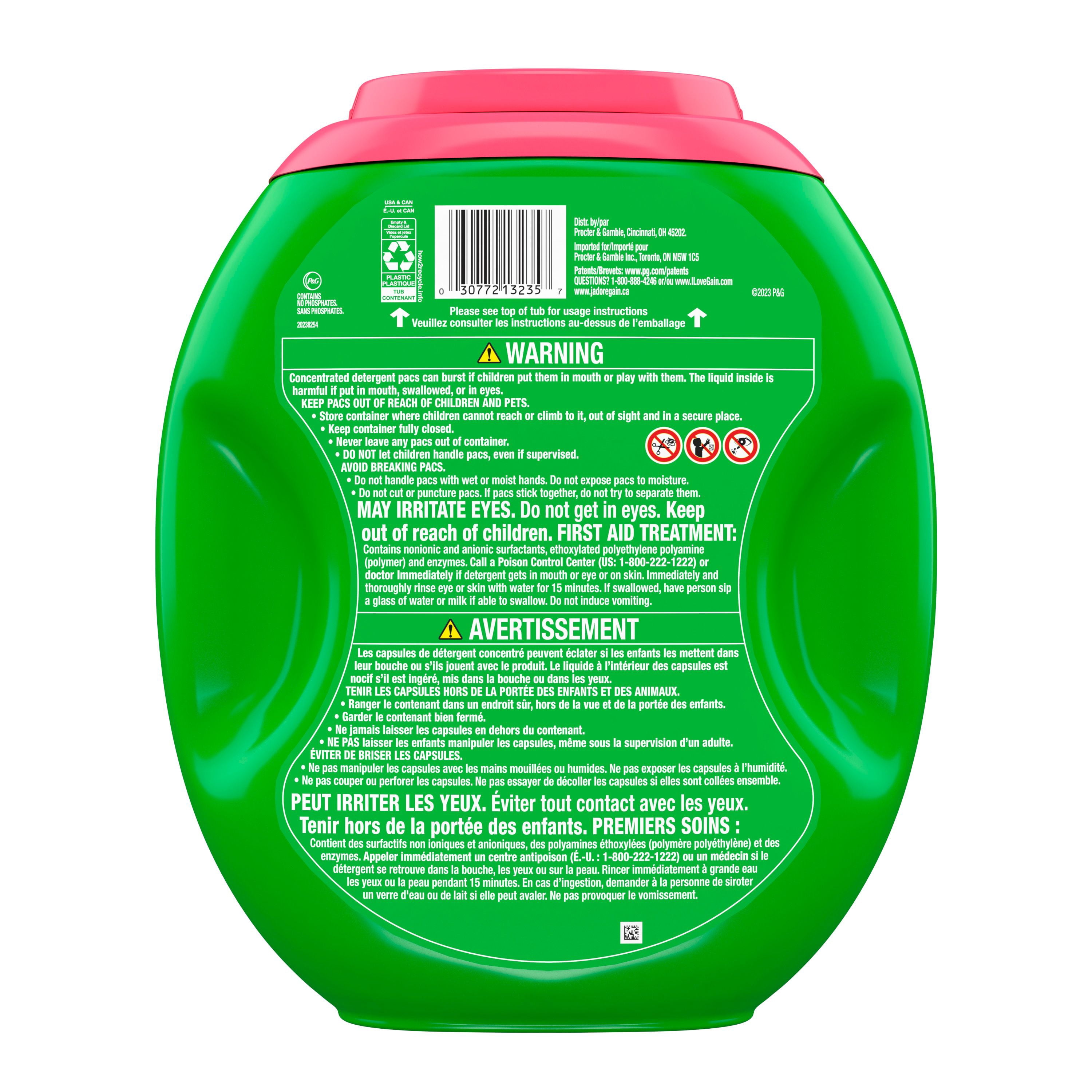 Gain Super Flings Laundry Detergent Pacs, Hibiscus Hula scent, irresistibly clean and fresh washing detergent laundry soap pacs, 45 Count