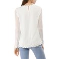 thumbnail image 3 of INSPIRE CHIC Blouses Décontractées pour Femmes à Col Rond en Dentelle Florale à Manches Longues en Chiffon, 3 of 6