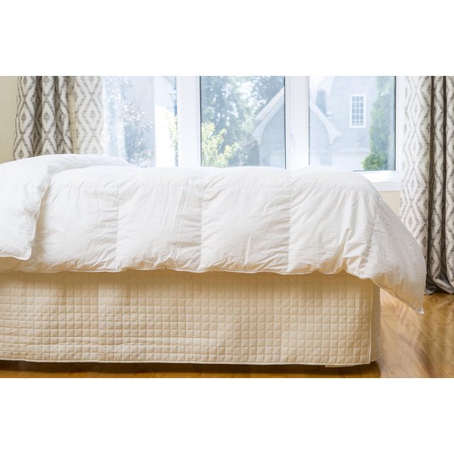 Gouchee Home Grid Double Bedskirt – Quilted Cement Bed Skirt, Soft Brushed Microfiber, 54x77x14", Machine Washable