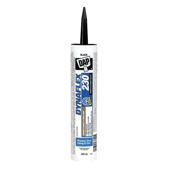 DAP Dynaflex 230® Premium Elastomeric Caulking Sealant. Advanced Latex Formula with Silicone-like Toughness, Indoor/Outdoor, Cartridge, Black, 300ml, Dynaflex 230, Sealant, Black, 300 ml